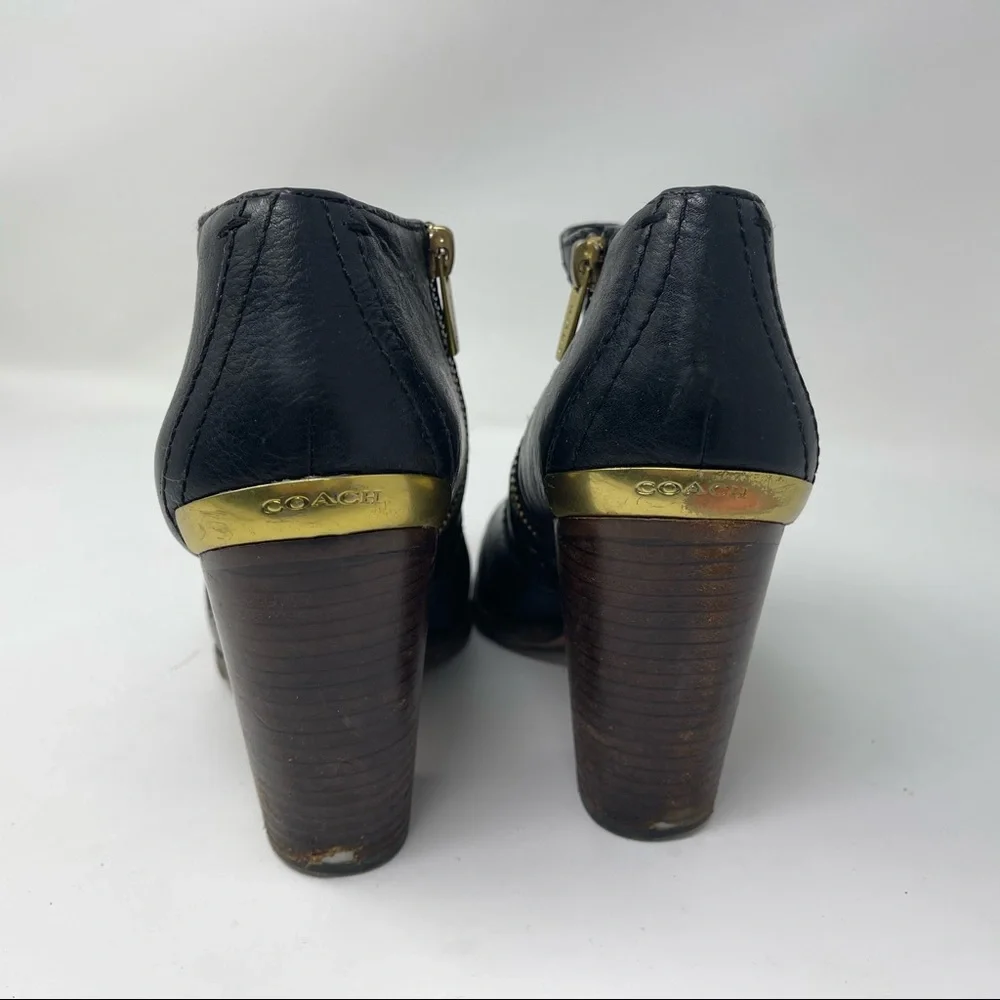 Coach 4” Block Heel Bootie Black Leather Boots bootie Size 7 Hattie wear on heel_5
